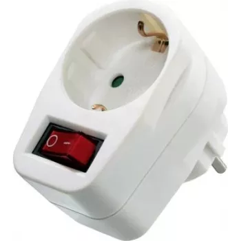 Power socket AS Schwabe 45037 with integrated switch, single outlet, mains plug-in