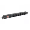 Power distribution unit LANBERG PDU-06E-0200-BK — 6x Type E outlets, 16 A, 2 m cable, 1U rack, 220–250 V