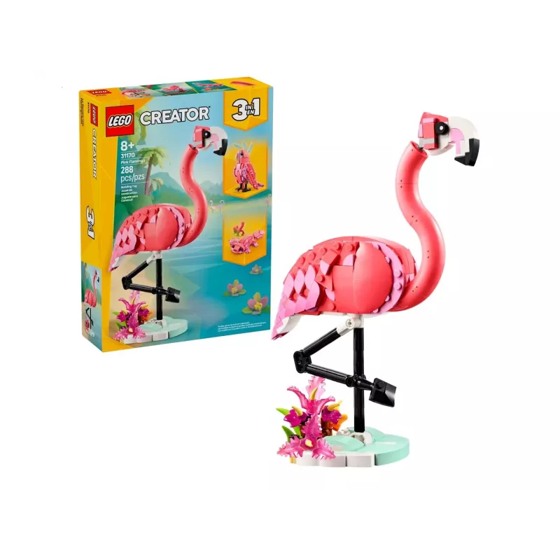 LEGO Creator 3-in-1 Pink Flamingo 31170 buildable model set, 288 pieces, height 230 mm, recommended age 8+