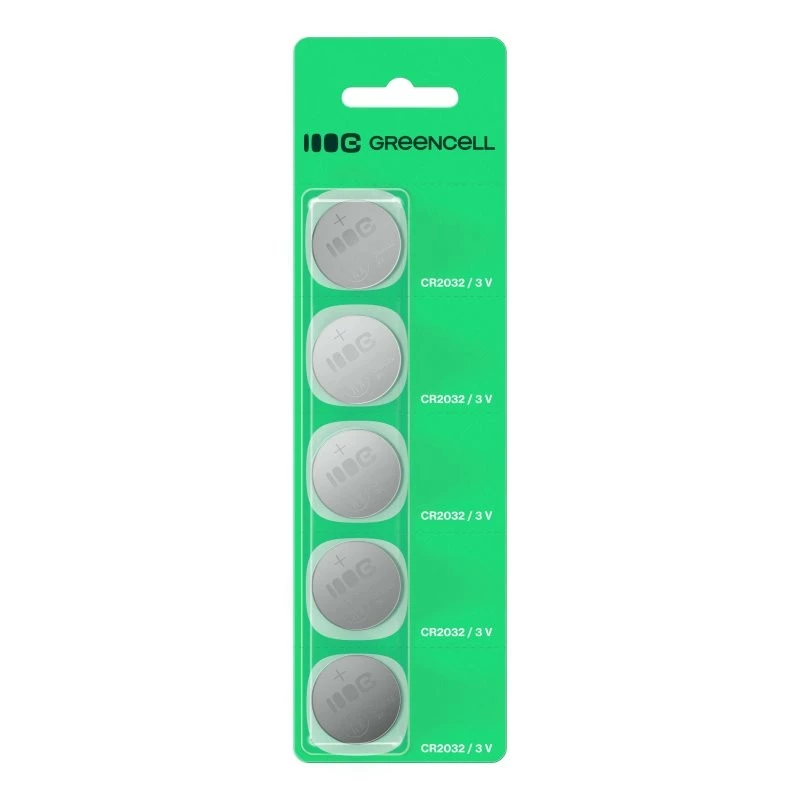Coin Cell Battery Green Cell CR2032 3V — Pack of 5