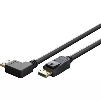 Cable DisplayPort Plug 90° > DisplayPort Plug, 8K / 144Hz (black, 2 Meter, 1 Plug 90° side-angled, 54 Gbit/s, DisplayPort 2.0 / 2.1)