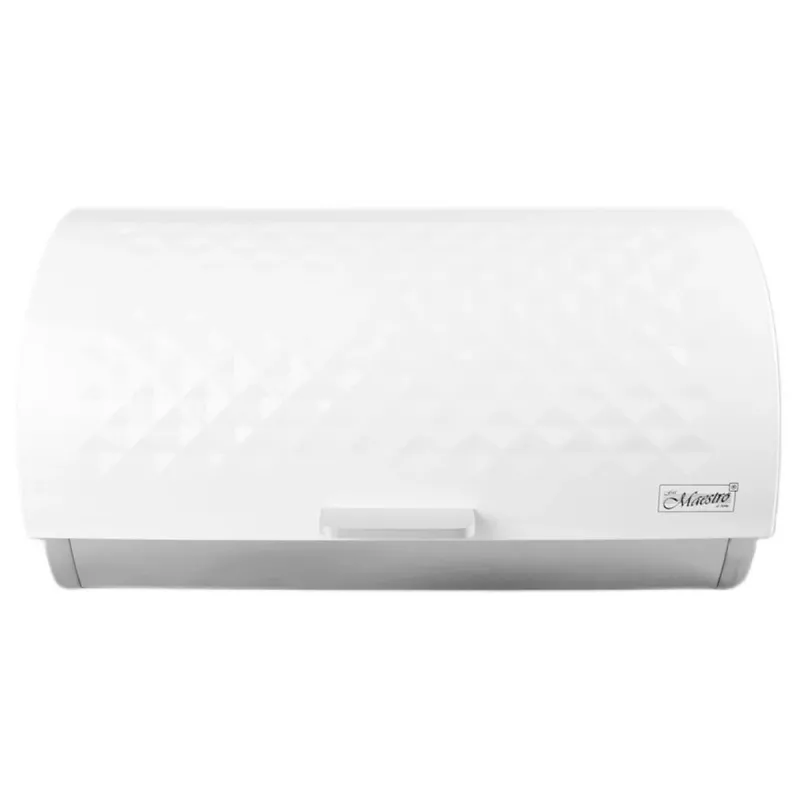 Bread loaf container Maestro MR-1676-WHITE, stainless steel hinge lid, white, 385×255×190 mm