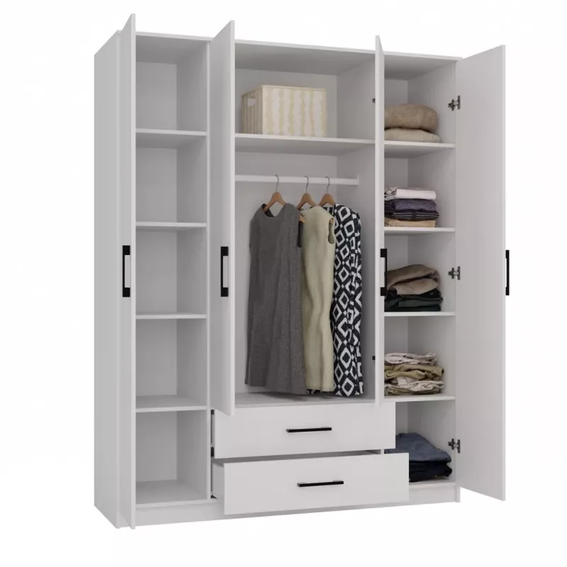 Topeshop ROMANA 160 BIEL KPLB bedroom wardrobe/closet 11 shelves 4 door(s) White