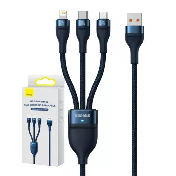 USB Cable Baseus CASS030003 1.2m USB A USB C/Micro USB-A/Lightning Blue