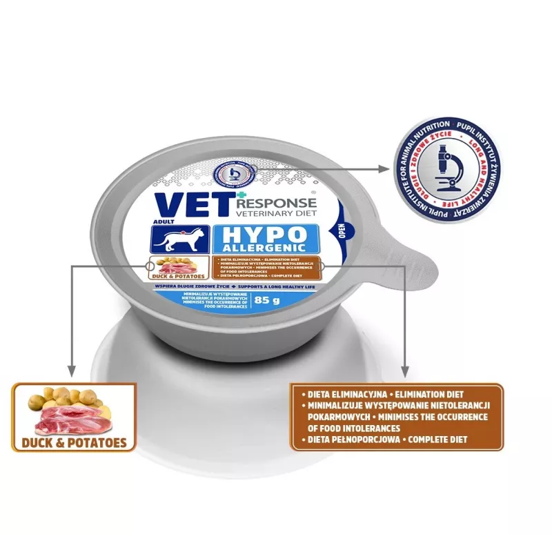VET RESPONSE Hypoallergenic Duck - wet cat food - 85g