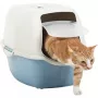 Hooded cat litter box Rotho Bailey 560×400×390 mm, blue/white, carbon filter, handle, door flap