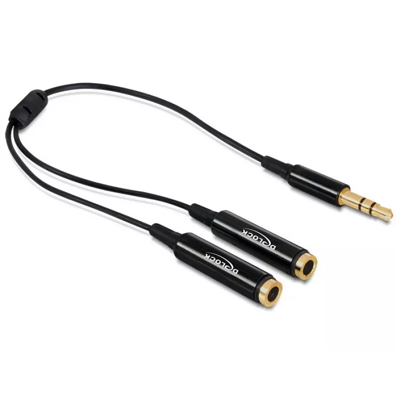 Audio Cable DeLOCK 65356 0.25m 3.5mm 2 x 3.5mm Black