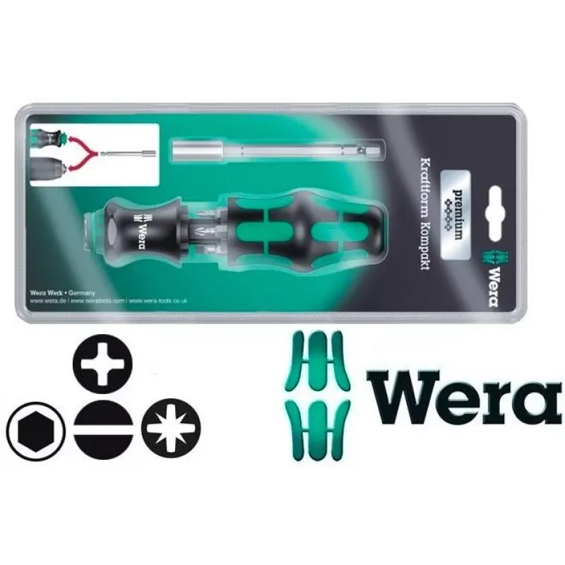 Wera 6 Piece KK28 Kraftform compact Bit-Holding Screwdriver Set