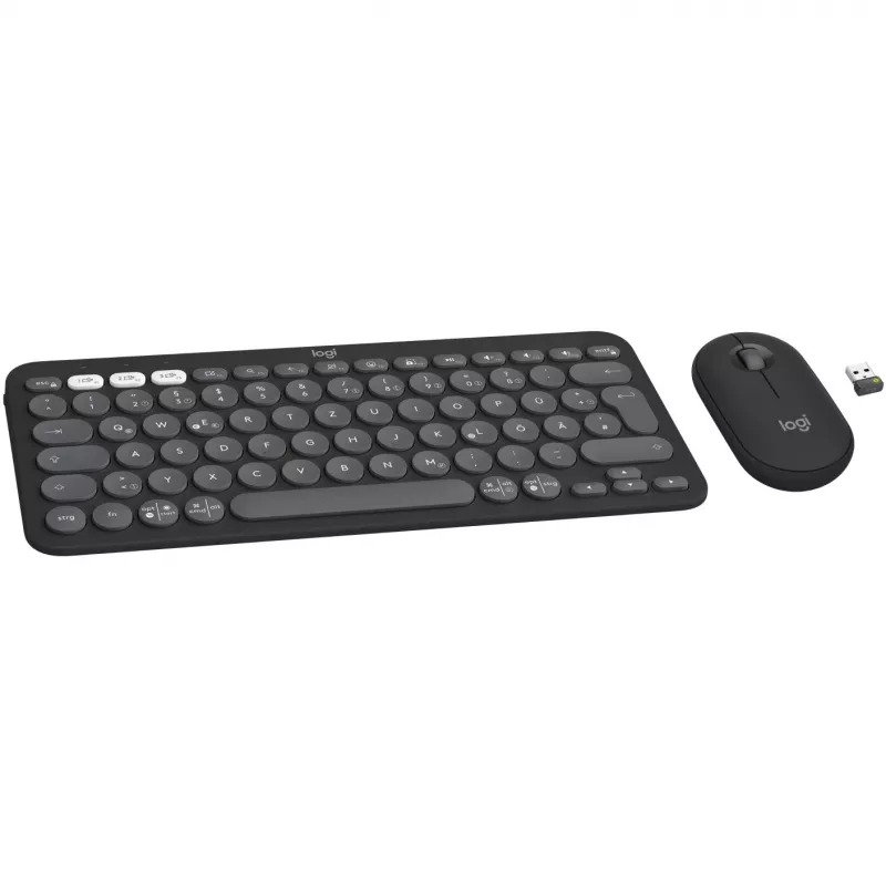 Logitech Pebble 2 Combo Wireless Keyboard Mouse QWERTZ German Graphite