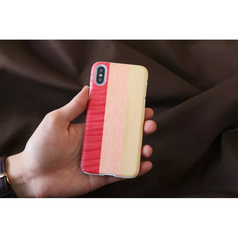Smartphone case man and wood for iPhone X/XS — pink pie white