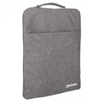 Manhattan Seattle Laptop Sleeve 15.6 inch, Grey, Padded, Extra Soft Internal Cushioning, Main Compartment with double zips, Zippered Front Pocket, Carry Loop, Water Resistant and Durable, Notebook Slipcase, Three Year Warranty