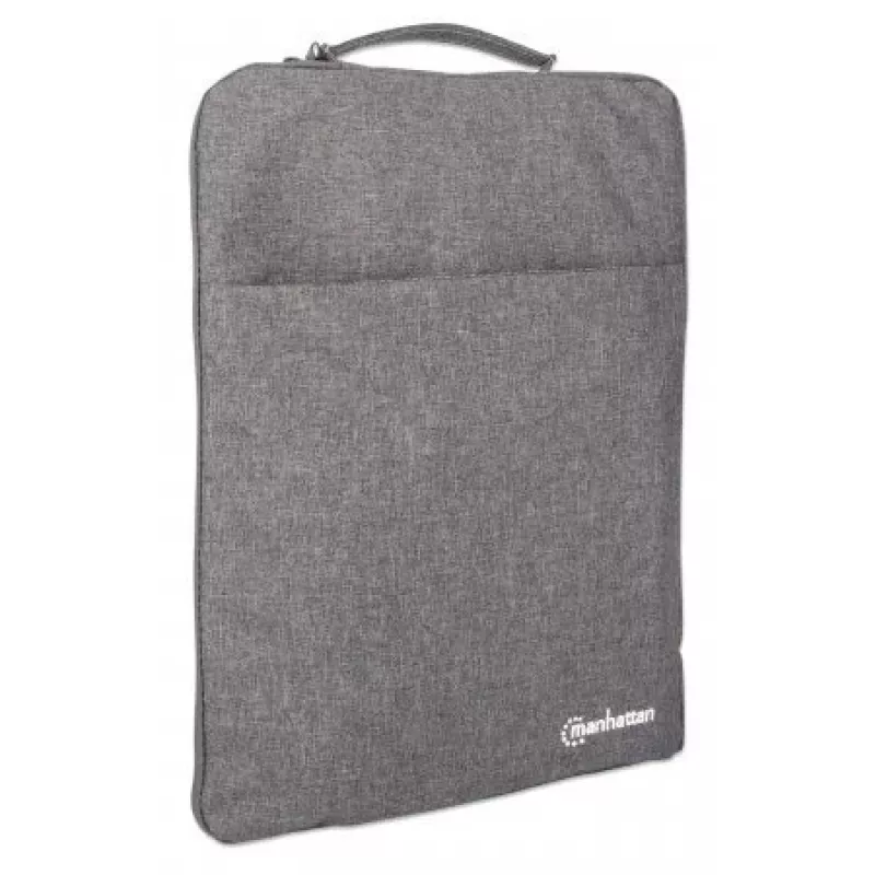 Manhattan Seattle Laptop Sleeve 15.6 inch, Grey, Padded, Extra Soft Internal Cushioning, Main Compartment with double zips, Zippered Front Pocket, Carry Loop, Water Resistant and Durable, Notebook Slipcase, Three Year Warranty