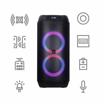 Portable speaker MANTA ATTIS SPK0802 120W, Bluetooth, wired input, rechargeable, FM, LED lights