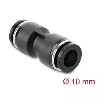 Pneumatic connector DELOCK 10 mm straight, female thread, metal/plastic, 43.5 mm, black
