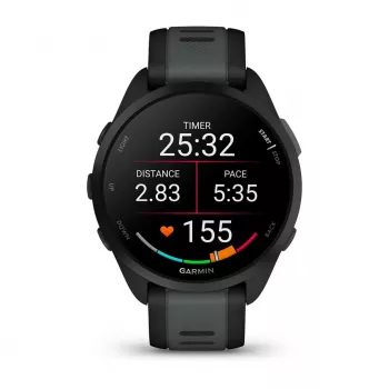 Garmin Forerunner 165 Music - Black - Sports watch with strap - Silicone - Slate Gray - Wrist size: 126-203 mm - Display 3 cm (1.2) (010-02863-30)