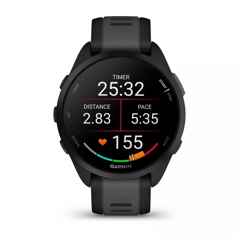 Garmin Forerunner 165 Music - Black - Sports watch with strap - Silicone - Slate Gray - Wrist size: 126-203 mm - Display 3 cm (1.2) (010-02863-30)