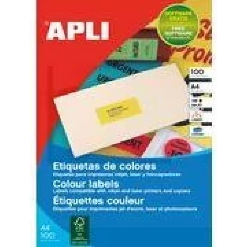 Agipa Colored multipurpose label 100 A4 70 x 31 yellow