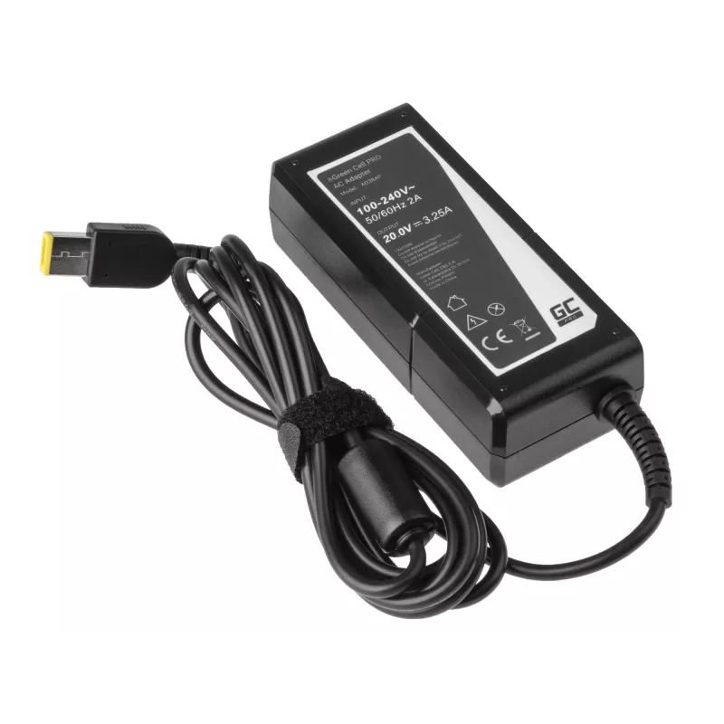 Power adapter Green Cell AD38AP 65W for Lenovo laptops, 20V 3.25A, 1.2 m cable, black