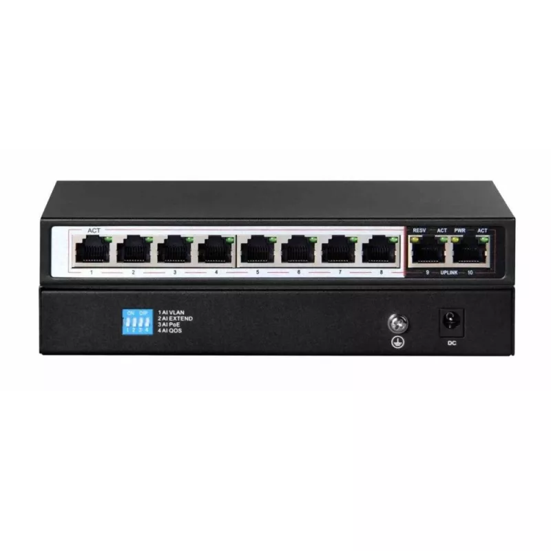 Extralink PoE Switch CERES 8x 100Mb/s PoE/PoE+, 2x RJ45 Uplink 100Mb/s, 96W