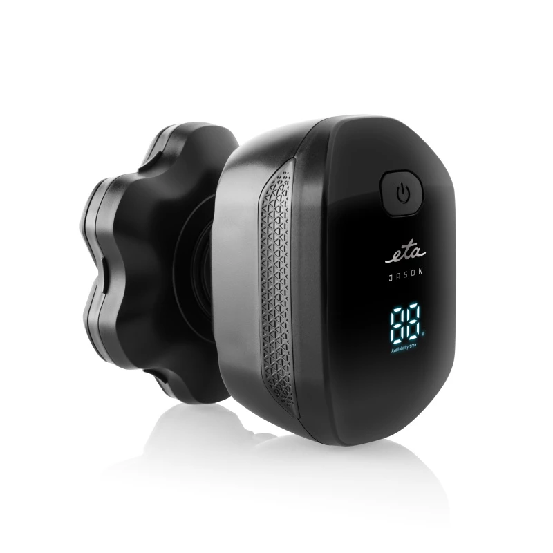 Head shaver ETA Jason 534390000 black ? 7-blade rotary head shaver, Li-Ion rechargeable, washable, 60 min runtime