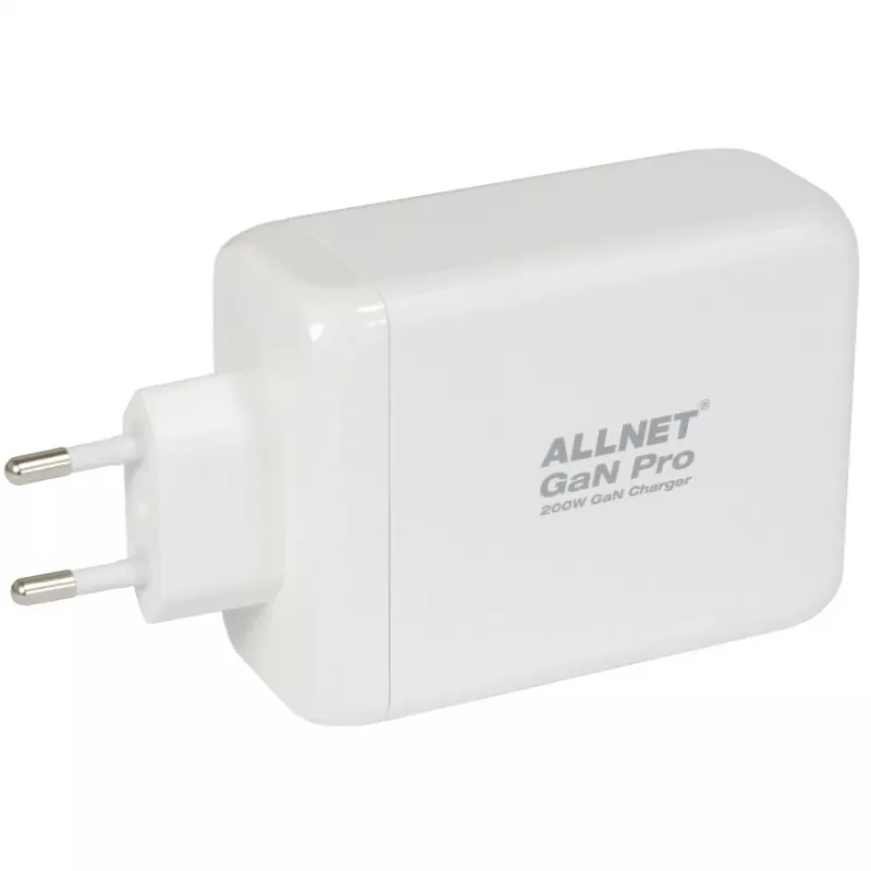 ALLNET Power Supply PSU-GaNPD-USB-1A3C-200W — 200W GaN USB charger, 1× USB-A, 3× USB-C