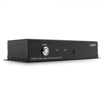 Lindy 2 Port Dual Head DisplayPort 1.2 KVM Switch, 3840 x 2160 pixels, 4K Ultra HD, Black