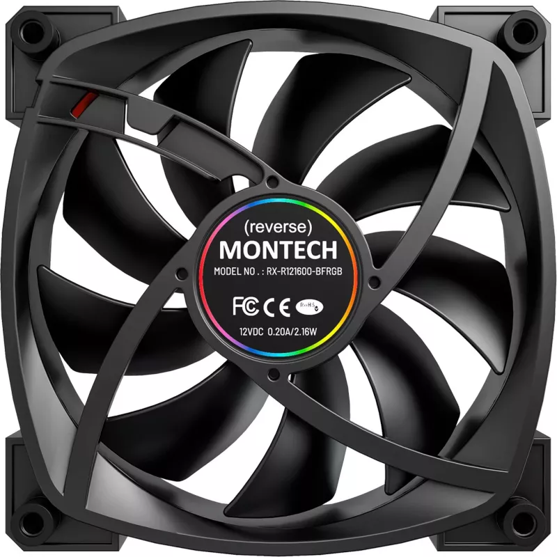 Fan Montech RX120 PWM 12 cm Black 720-1760 RPM Rifle Bearing