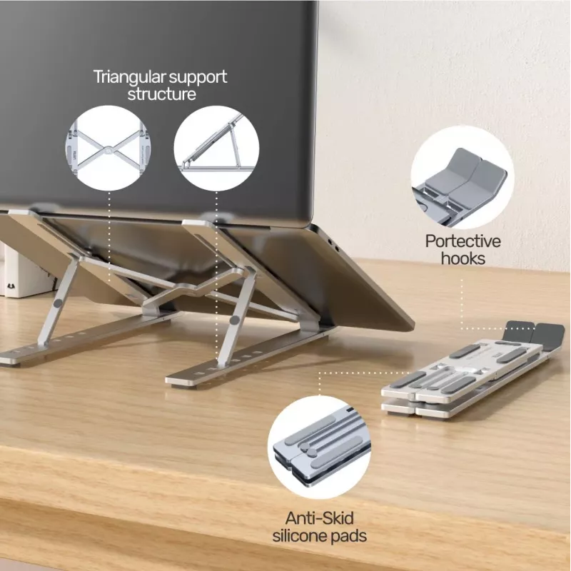 Laptop stand UNITEK OT155SL Silver Aluminium 13-41° tilt