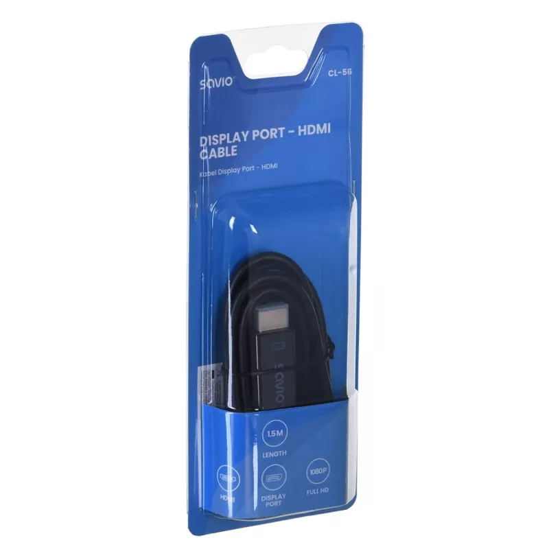 SAVIO video cable adapter DisplayPort to HDMI Type A CL-56, 1.5 m, black