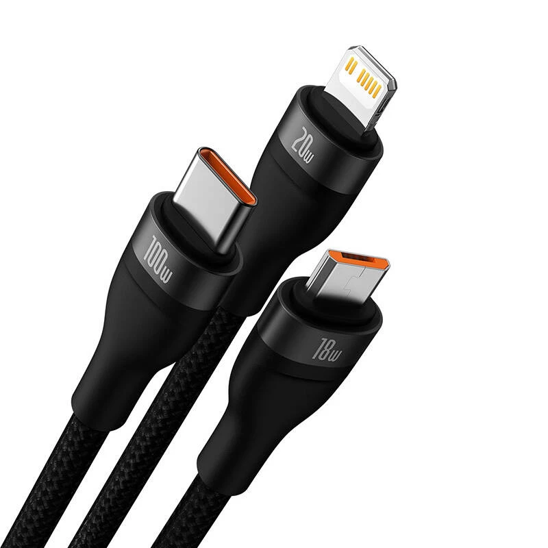 USB Cable Baseus CASS030101 1.2m USB A/USB C USB C/Micro-USB B/Lightning Black