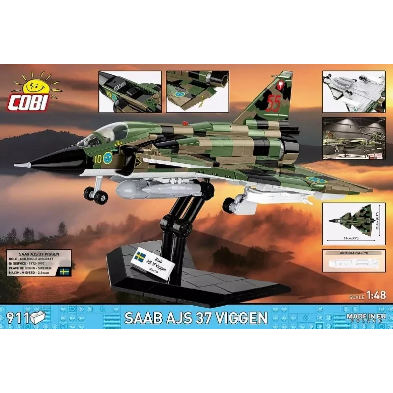 Construction set Cobi Blocks Saab AJS 3 Viggen 911 pcs. model kit, 911 pieces