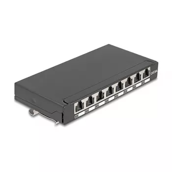 Patch panel DELOCK Mini Desktop RJ45 8-port Cat.6A shielded black for table, wall or DIN rail