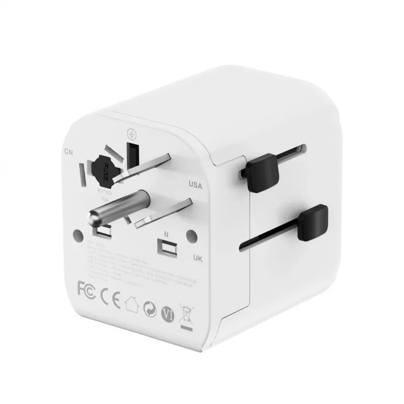Travel power adapter GEMBIRD TPA-EU1A1C20-01-W 20W, USB-A 18W + USB-C 20W, Schuko socket, input 100–250V