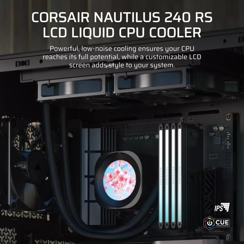 All-in-one liquid cooler Corsair Nautilus 240 RS LCD 12 cm Black