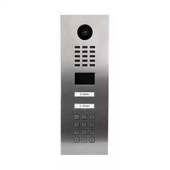 Video intercom DoorBird D2102KV — stainless steel outdoor unit, IP65, motion sensor 10 m, IR LED, PoE (IEEE 802.3af), 10/100 Mbit/s, 131×383×49.6 mm