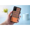 Phone case man and wood for Samsung Galaxy S20+ — brown check with black trim