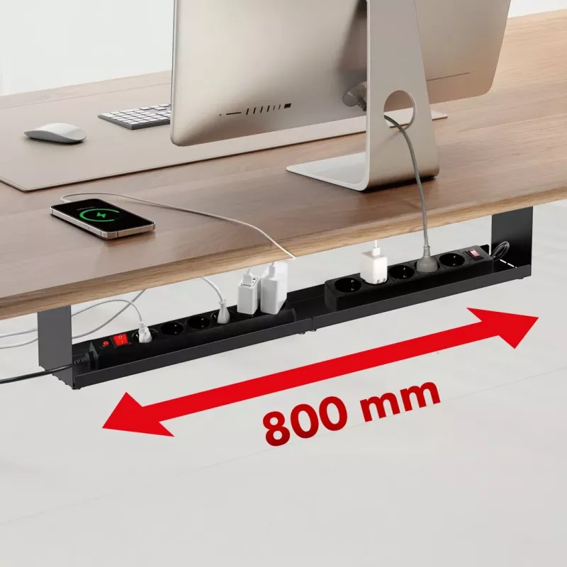 Maclean compact under-desk cable organizer, max load 5kg, black, MC-107 B