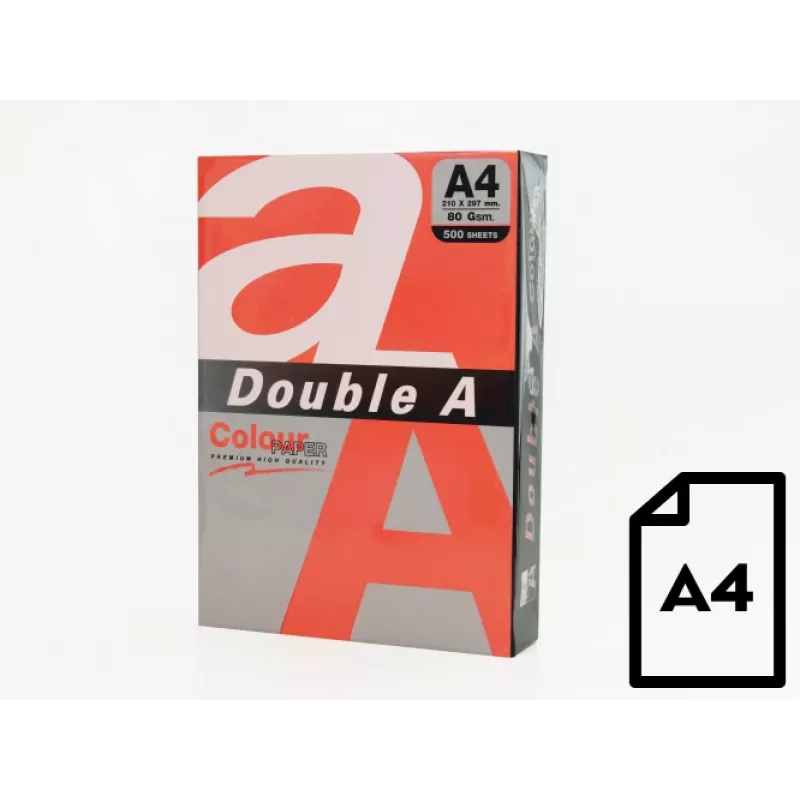 Colour paper Double A, 80g, A4, 500 sheets, Red
