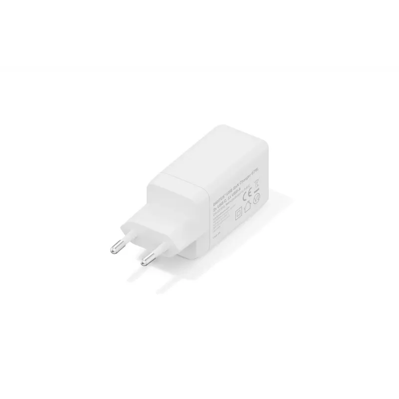 Wall charger DIGITUS DA-10303 67W GaN, 2× USB-C + 1× USB-A, 100–240V, white