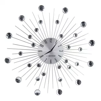 Wall clock ESPERANZA EHC002 — mechanical round, 50 cm diameter, 25 mm depth, aluminium frame, glass cover, stainless steel finish