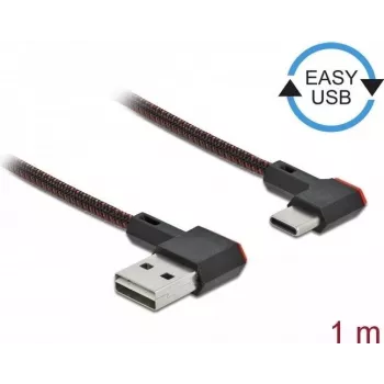 USB 2.0 Cable Type-A male to USB Type-C male angled left/right 1m black DeLOCK 85281