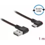 USB 2.0 Cable Type-A male to USB Type-C male angled left/right 1m black DeLOCK 85281