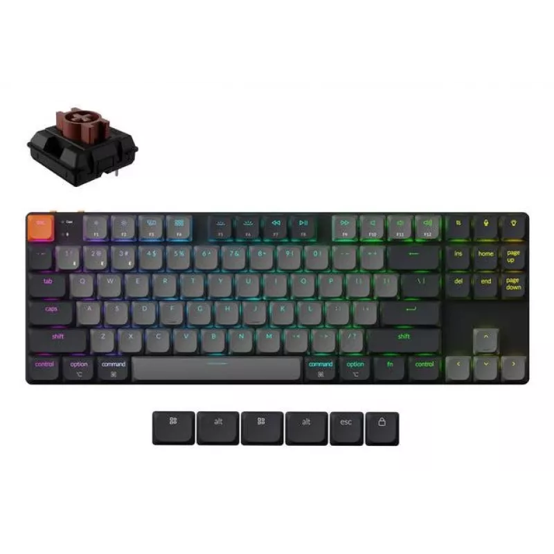 Mechanical keyboard Keychron K1X-B3 — 80% form factor, USB + Bluetooth, QWERTY English, 87 keys, RGB, Grey