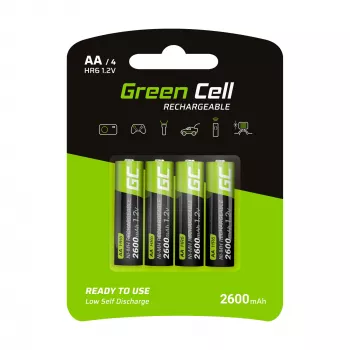 Rechargeable battery Green Cell GR01 AA NiMH 1.2 V 2600 mAh, 4 pcs, green