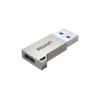 USB Type-A Gender Changer Unitek A1034NI, silver, USB 2.0/3.2 Gen1, up to 5 Gbit/s, zinc housing, 36×16.7×5.7 mm