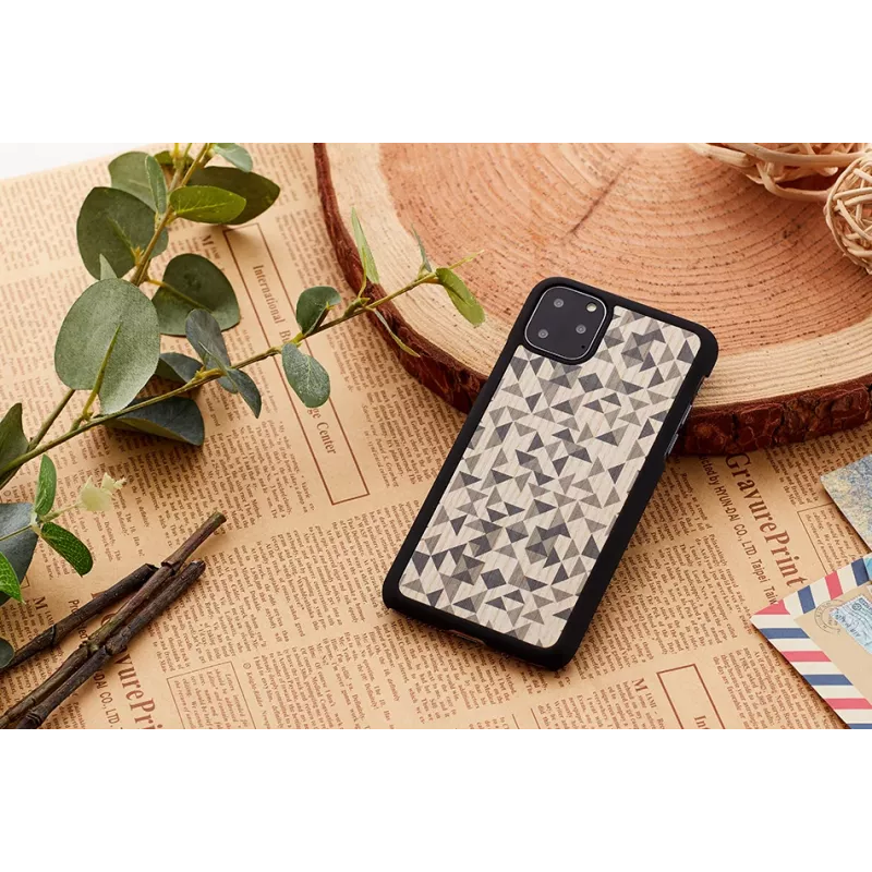 Phone case man and wood for iPhone 11 Pro — mono triangle black, protective hard shell