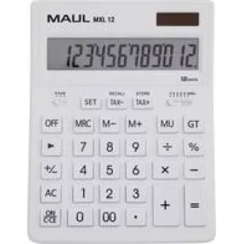 Maul MXL 12 desktop calculator White Display (digits): 12 battery-powered, solar-powered (W x H x T) 155 x 205 x 35 mm (7267002)