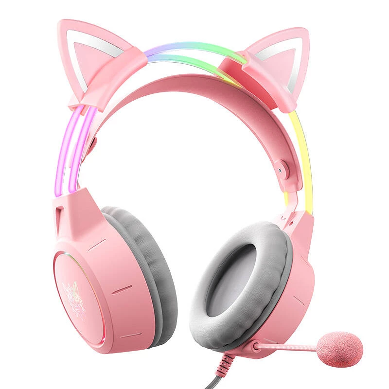 Headphones Onikuma X15Pro Gaming Headphones Pink Cat Ears