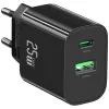 USB charger usams USA001629 25W 1×USB-C + 1×USB-A fast charging