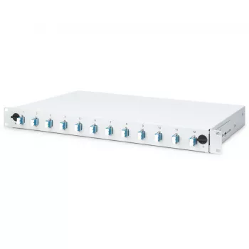 FIBER OPTIC SPLICE BOX LC OS2 1U 12XLC OS2 PIGTAILS COUPLERS